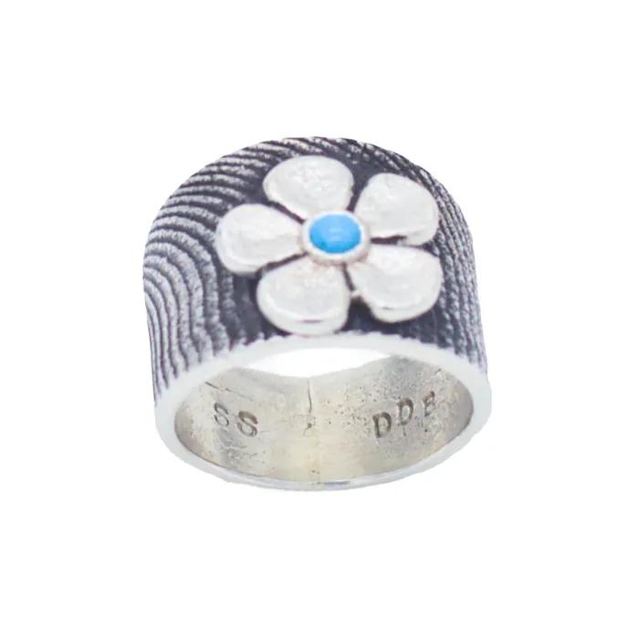 Rings Crown Jewels Coin Darryl Dean Begay Navajo Handmade Sterling Silver Turquoise Ring Flower