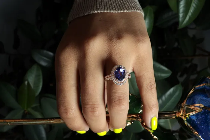 Rings Crown Jewels Coin GIA Certified 328 ct Tanzanite and Diamond Ring