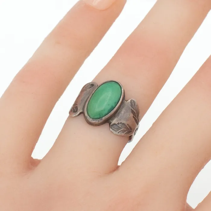 Rings Crown Jewels Coin Navajo Handmade Sterling Silver Turquoise Ring Hallmark Unknown Size 3
