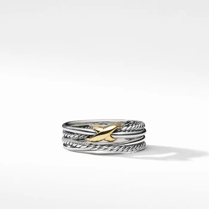 Rings DAVID YURMAN INC David Yurman X Crossover Band Ring with 18K Yellow Gold 6mm Rings DAVID YURMAN INC David Yurman X Crossover Band Ring with 18K Yellow Gold 6mm