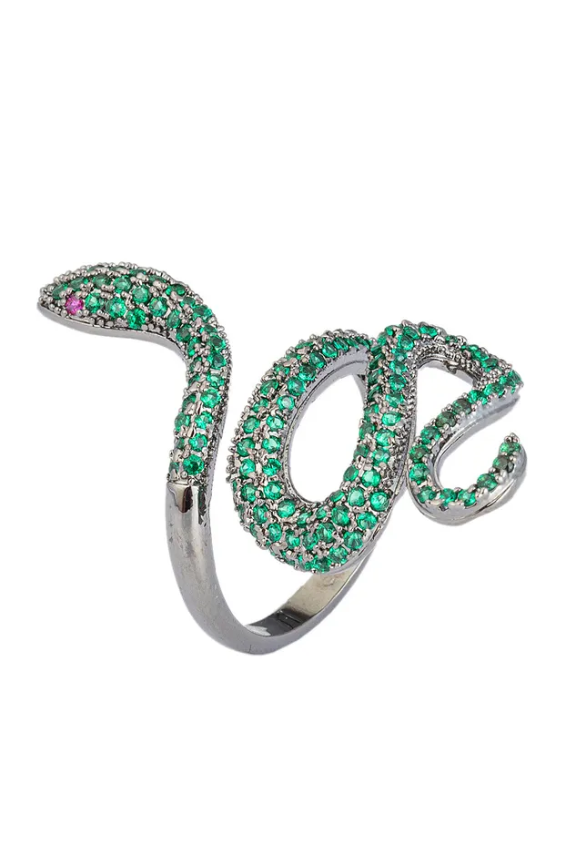 Rings Eye Candy LA Green Snake Ring