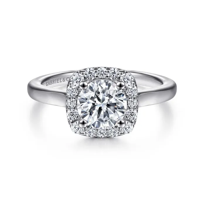 Rings Gabriel 14K White Gold 30ctw Cushion Halo Style Diamond SemiMount Engagement Ring GABRIEL CO Rings Gabriel 14K White Gold 30ctw Cushion Halo Style Diamond SemiMount Engagement Ring GABRIEL CO