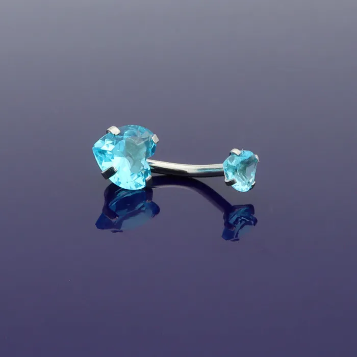 Rings Glitters Heart Shape CZ Belly Button Ring Aqua