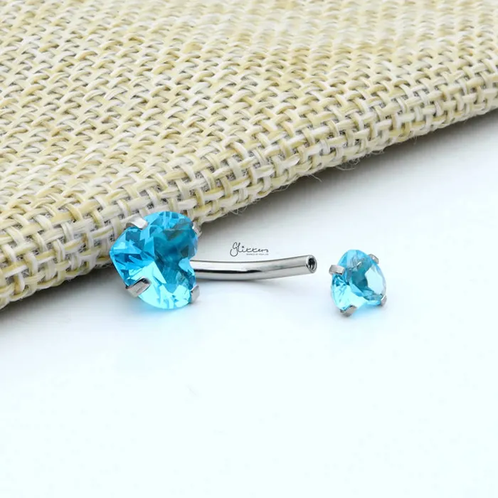 Rings Glitters Heart Shape CZ Belly Button Ring Aqua