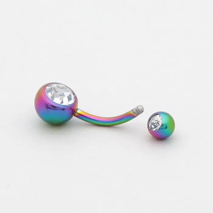 Rings Glitters Rainbow Colour Double Gem Belly Ring