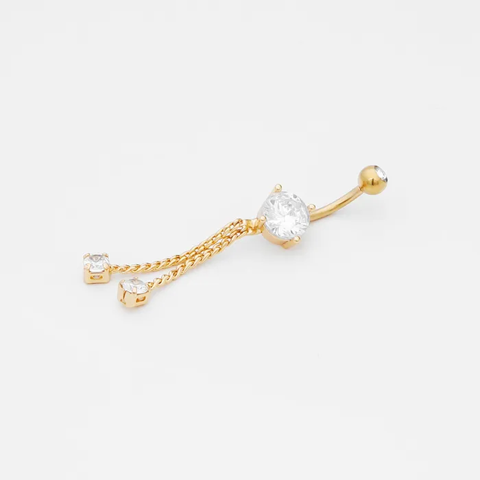 Rings Glitters Rope Chain Dangle Belly Button Navel Ring Gold