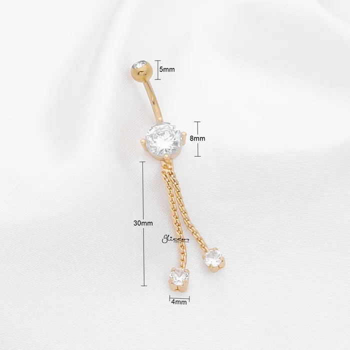 Rings Glitters Rope Chain Dangle Belly Button Navel Ring Gold