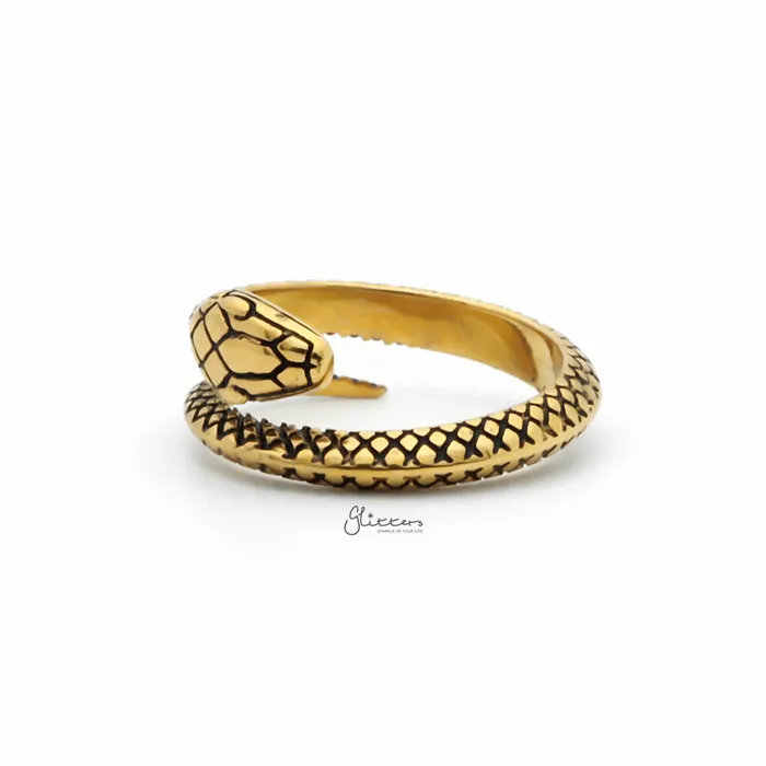 Rings Glitters Stainless Steel Snake Ring Gold