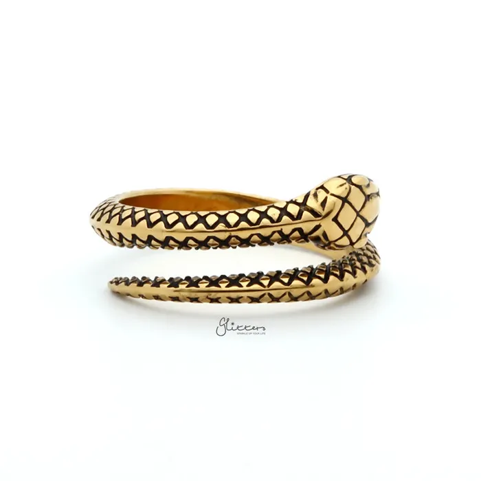 Rings Glitters Stainless Steel Snake Ring Gold