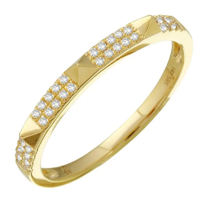 Rings Izakov Diamonds Fine Jewelry 14K Gold Micro Pave Pyramid Studs Diamond Ring Rings Izakov Diamonds Fine Jewelry 14K Gold Micro Pave Pyramid Studs Diamond Ring