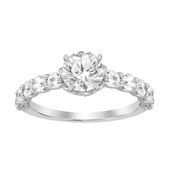 Rings LADIES SEMI MOUNT RING 100CT ROUND DIAMOND 14K WHITE GOLD AV