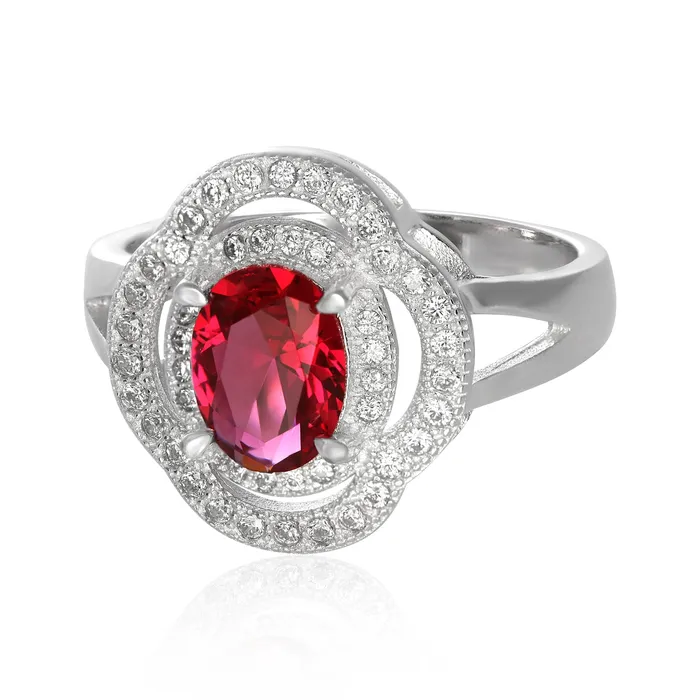 Rings Teeda RZ1688 Oval CZ Double Halo Ring