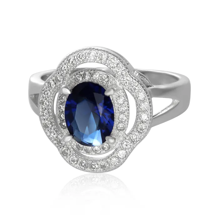 Rings Teeda RZ1688 Oval CZ Double Halo Ring