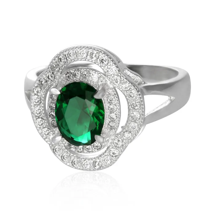 Rings Teeda RZ1688 Oval CZ Double Halo Ring