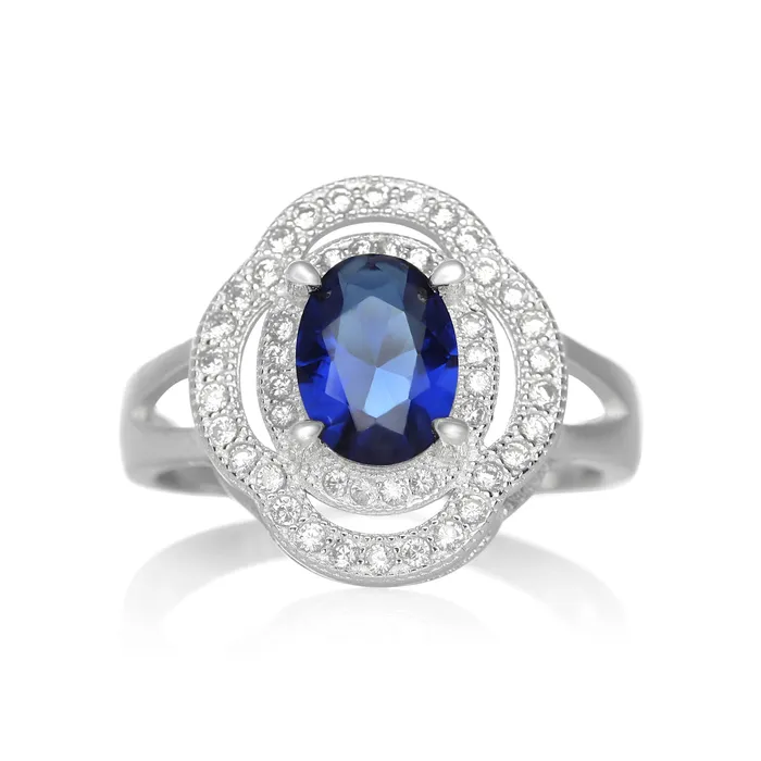Rings Teeda RZ1688 Oval CZ Double Halo Ring