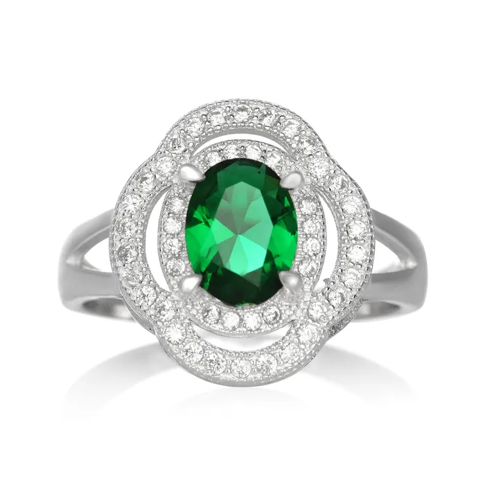 Rings Teeda RZ1688 Oval CZ Double Halo Ring