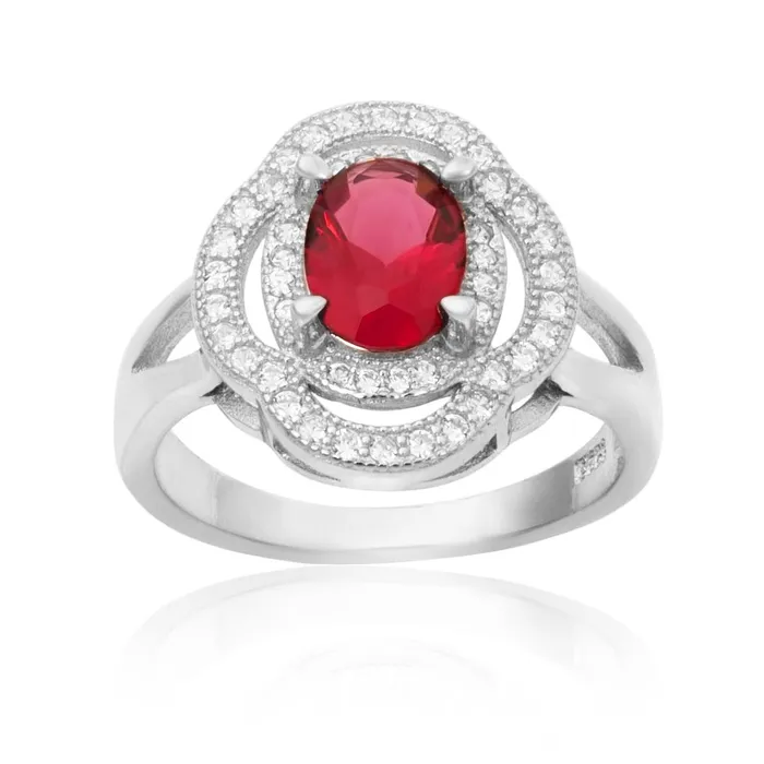 Rings Teeda RZ1688 Oval CZ Double Halo Ring