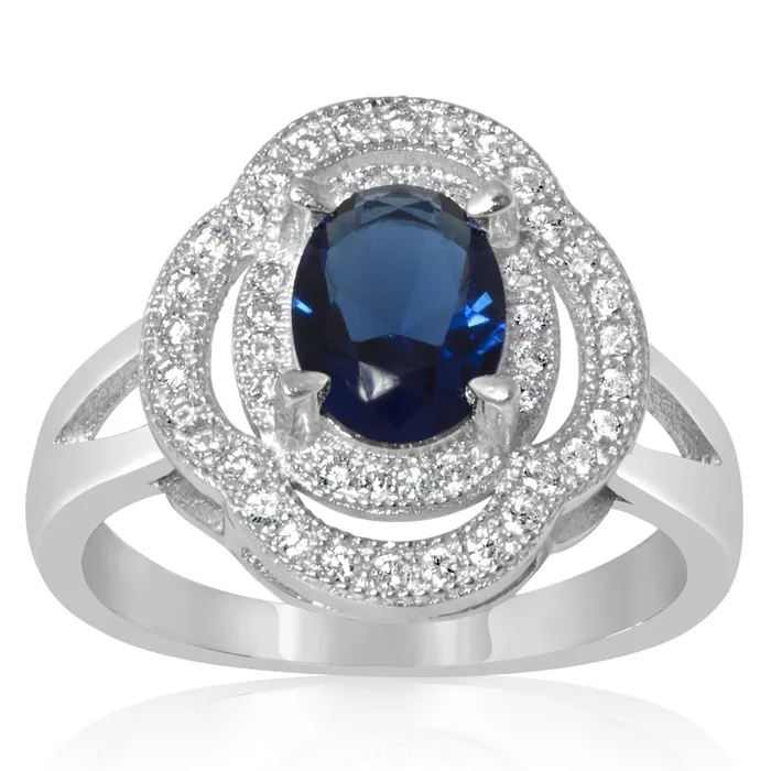 Rings Teeda RZ1688 Oval CZ Double Halo Ring