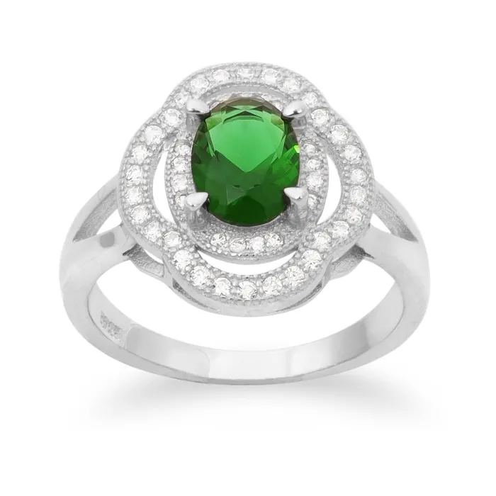Rings Teeda RZ1688 Oval CZ Double Halo Ring