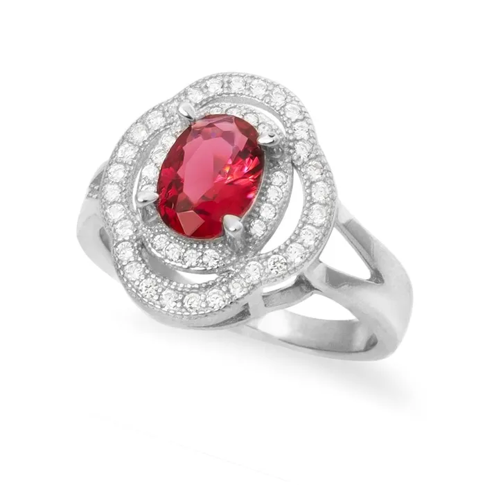 Rings Teeda RZ1688 Oval CZ Double Halo Ring