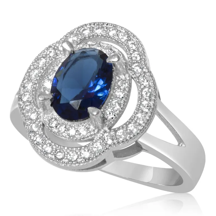 Rings Teeda RZ1688 Oval CZ Double Halo Ring