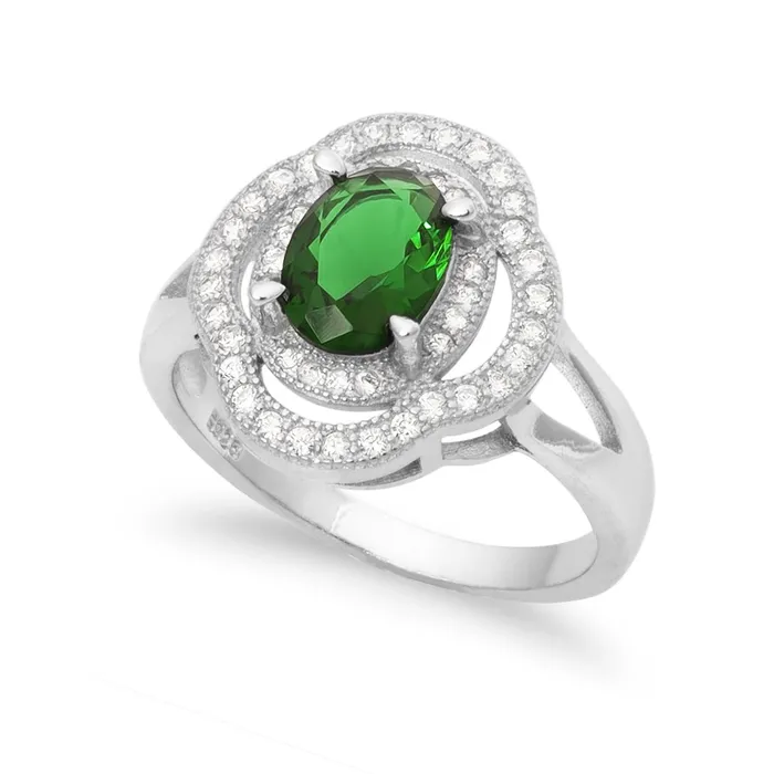 Rings Teeda RZ1688 Oval CZ Double Halo Ring