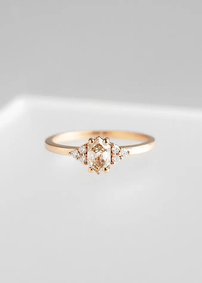 Rings The Calisto Ring 056ct Champagne Hexagon Rose Gold Venvs New Theme