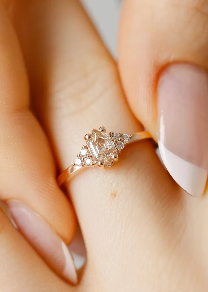 Rings The Calisto Ring 056ct Champagne Hexagon Rose Gold Venvs New Theme