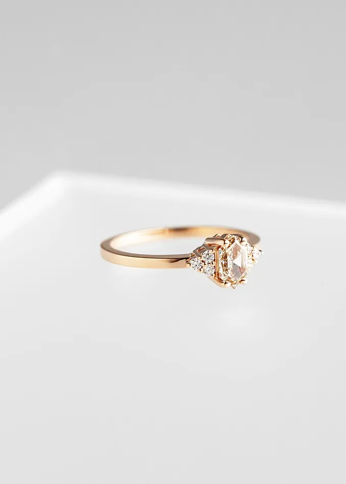 Rings The Calisto Ring 056ct Champagne Hexagon Rose Gold Venvs New Theme