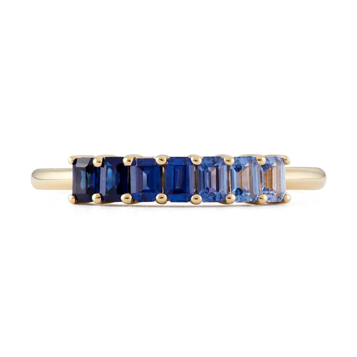 Rings Valerie Madison Fine Jewelry EmeraldCut Blue Sapphire Demi Band