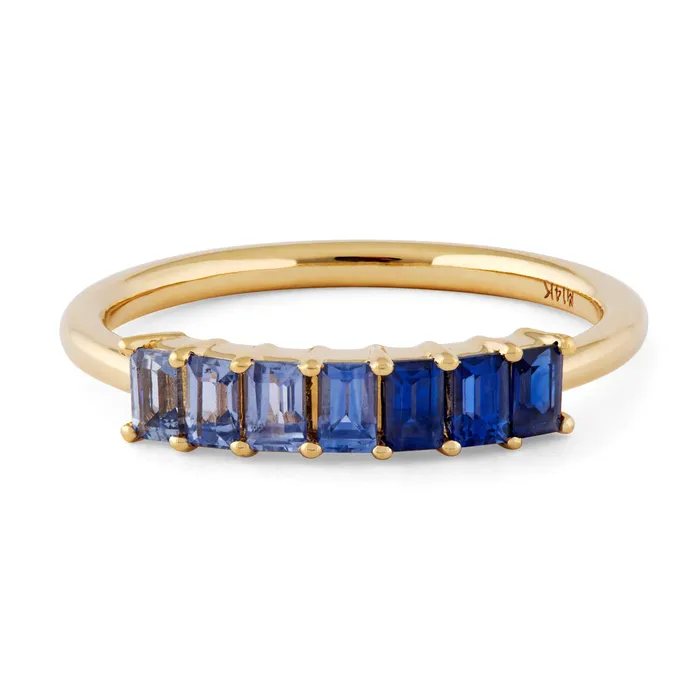Rings Valerie Madison Fine Jewelry EmeraldCut Blue Sapphire Demi Band Rings Valerie Madison Fine Jewelry EmeraldCut Blue Sapphire Demi Band