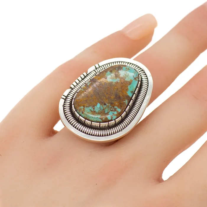 Rings Walter Vandaver Sterling Silver Turquoise Ring Crown Jewels Coin