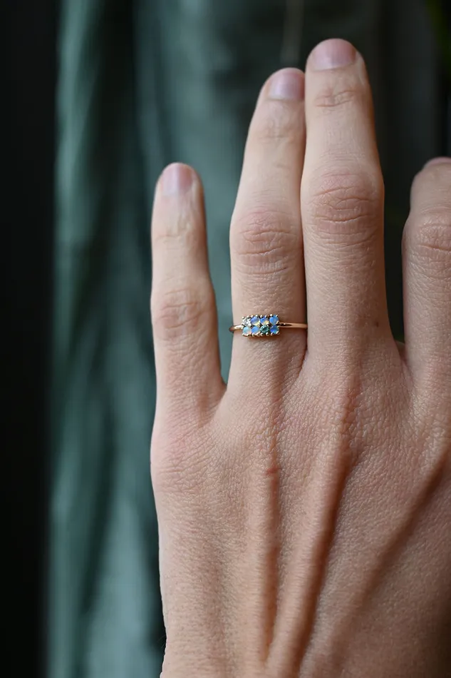 Rings Wwake Opal Diamond and Tourmaline Lattice Ring