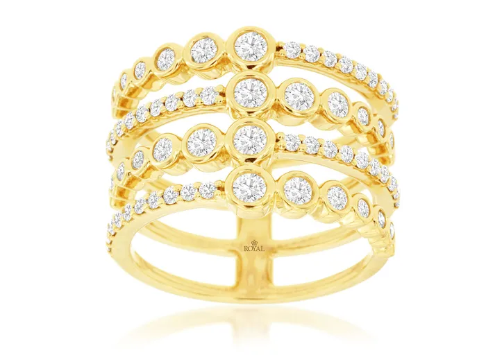 Royal 14K Yellow Gold 107ctw Bold Statement Diamond Fashion Ring ROYAL JEWELRY MFG INC Rings Royal 14K Yellow Gold 107ctw Bold Statement Diamond Fashion Ring ROYAL JEWELRY MFG INC Rings
