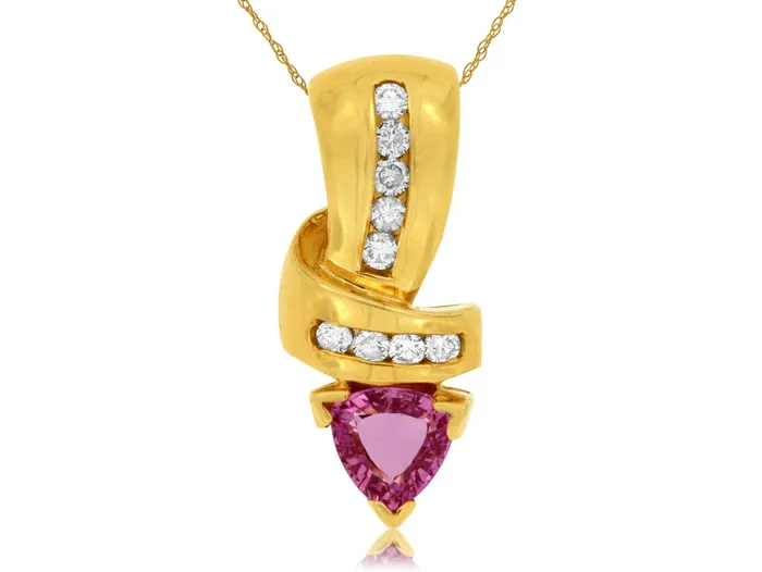 Royal 14K Yellow Gold 114ctw Expression Style Pink Sapphire Necklace ROYAL JEWELRY MFG INC Necklaces Royal 14K Yellow Gold 114ctw Expression Style Pink Sapphire Necklace ROYAL JEWELRY MFG INC Necklaces