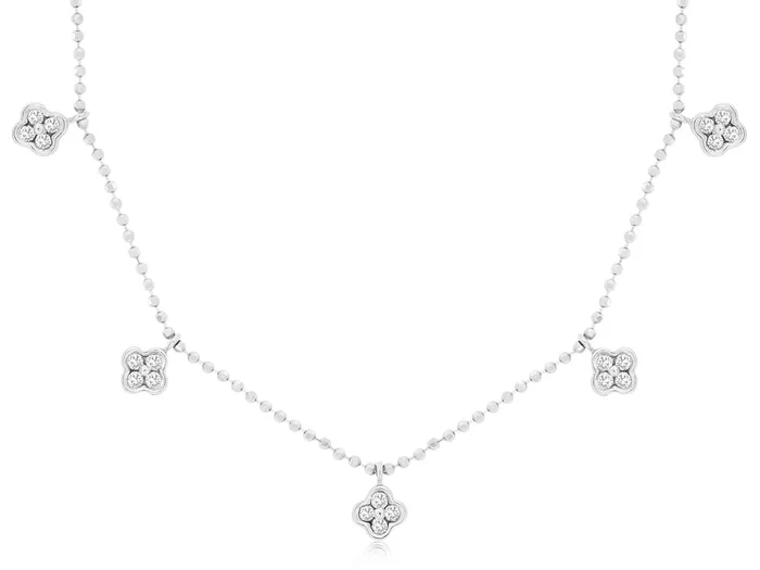 ROYAL JEWELRY MFG INC Necklaces Royal 14K White Gold 050ctw Station Style Necklace ROYAL JEWELRY MFG INC Necklaces Royal 14K White Gold 050ctw Station Style Necklace