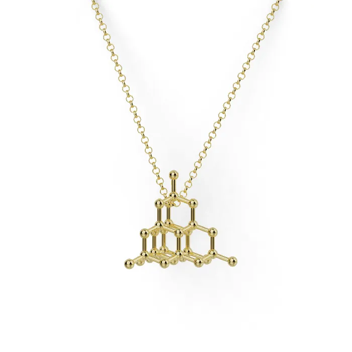 sciencejewelry1824 diamond crystal structure necklace gold vermeil Necklaces sciencejewelry1824 diamond crystal structure necklace gold vermeil Necklaces