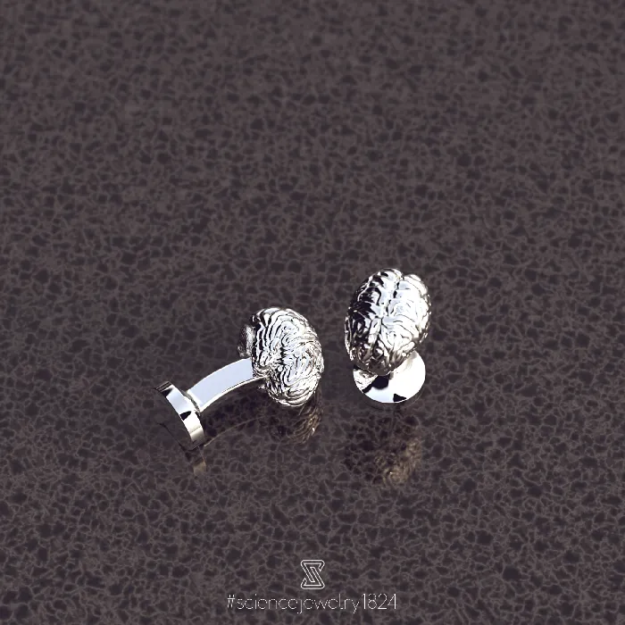 sciencejewelry1824 Rings brain cufflinks silver