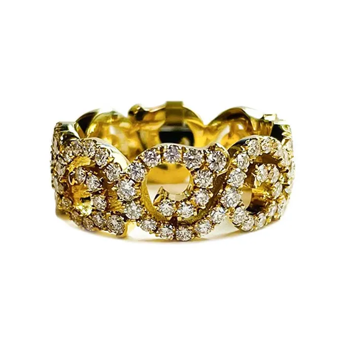 Scroll Band with Diamonds in 18K Yellow Gold JACK KELEGE CO Rings