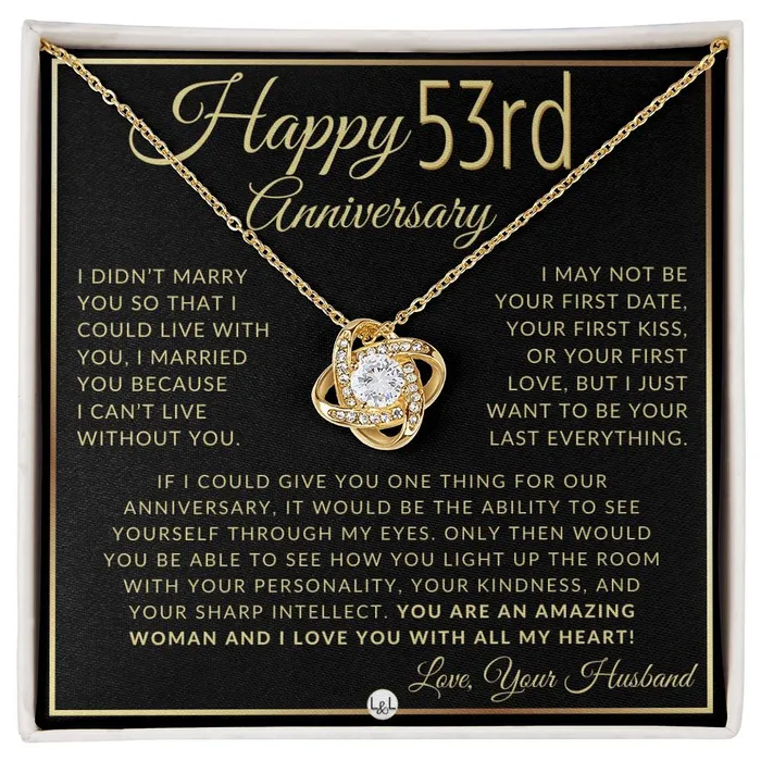 ShineOn Fulfillment 53rd Anniversary Gift For Wife Beautiful Womens Pendant Necklace Heartfelt Anniversary Message Necklaces ShineOn Fulfillment 53rd Anniversary Gift For Wife Beautiful Womens Pendant Necklace Heartfelt Anniversary Message Necklaces