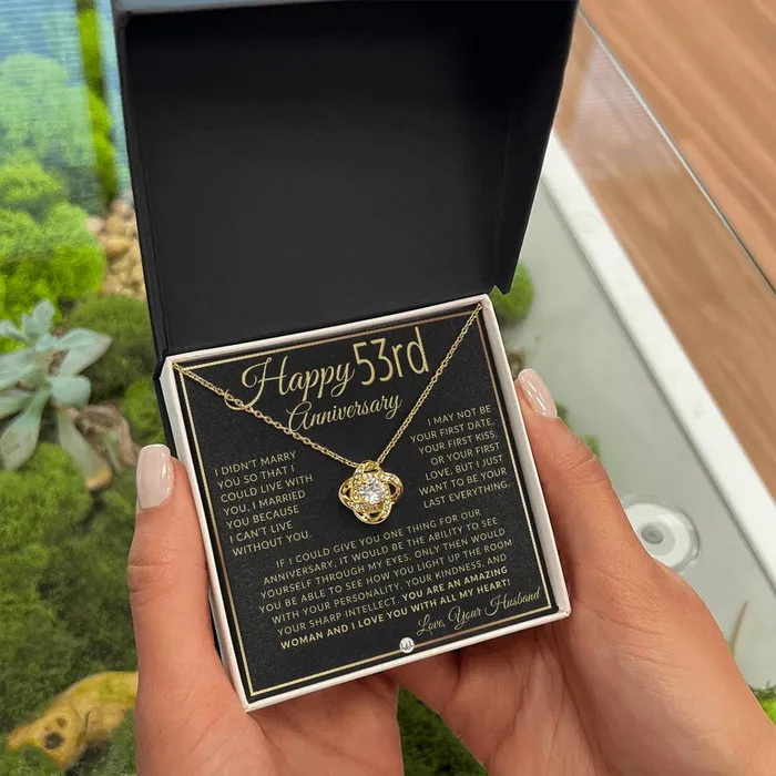 ShineOn Fulfillment 53rd Anniversary Gift For Wife Beautiful Womens Pendant Necklace Heartfelt Anniversary Message Necklaces