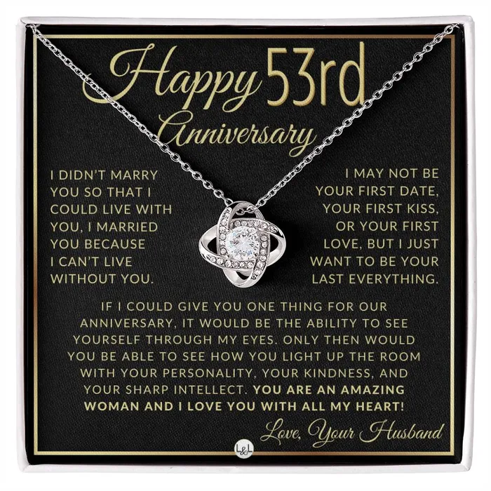 ShineOn Fulfillment 53rd Anniversary Gift For Wife Beautiful Womens Pendant Necklace Heartfelt Anniversary Message Necklaces