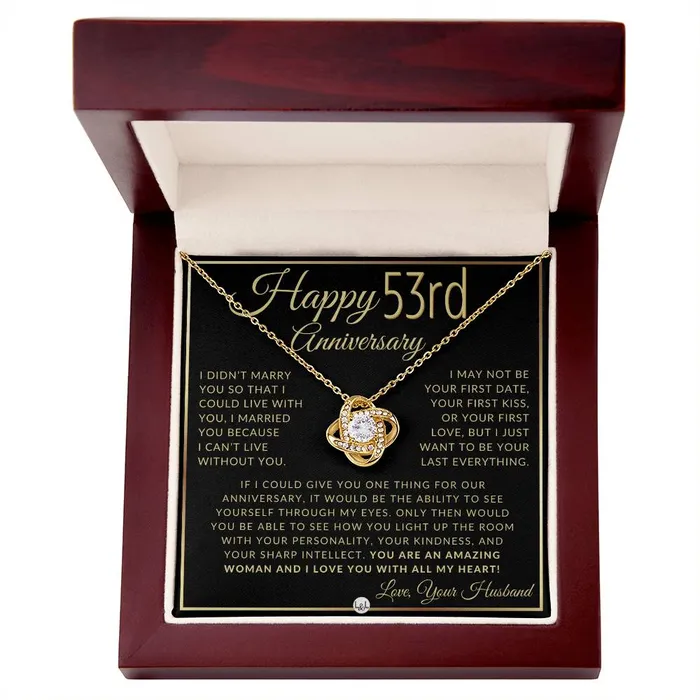 ShineOn Fulfillment 53rd Anniversary Gift For Wife Beautiful Womens Pendant Necklace Heartfelt Anniversary Message Necklaces