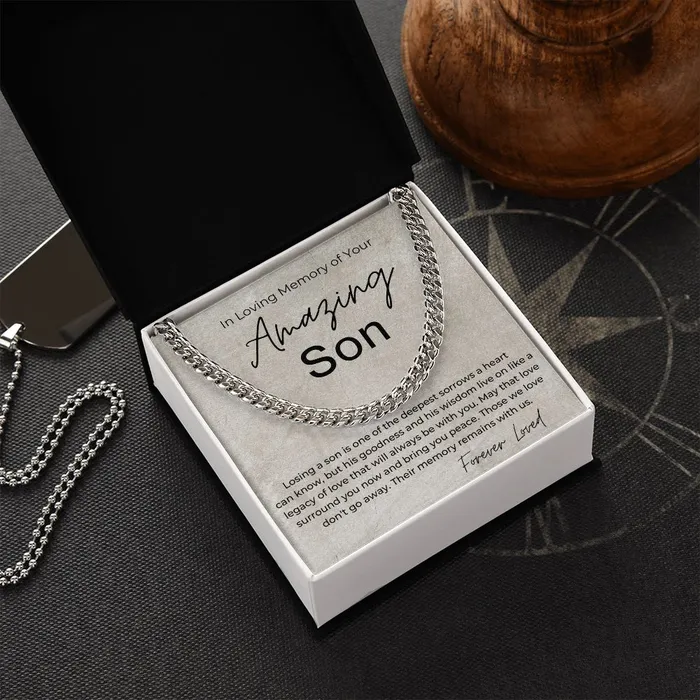 ShineOn Fulfillment In Loving Memory Sorry for the Loss of Your Son Sympathy Gift for Guy Linked Chain Necklace Necklaces