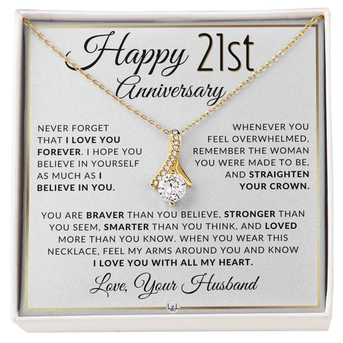 ShineOn Fulfillment Necklaces 21st Anniversary Gift For Wife Anniversary Gift Idea For Your Wife Drop Pendant Necklace Heartfelt Anniversary Message ShineOn Fulfillment Necklaces 21st Anniversary Gift For Wife Anniversary Gift Idea For Your Wife Drop Pendant Necklace Heartfelt Anniversary Message