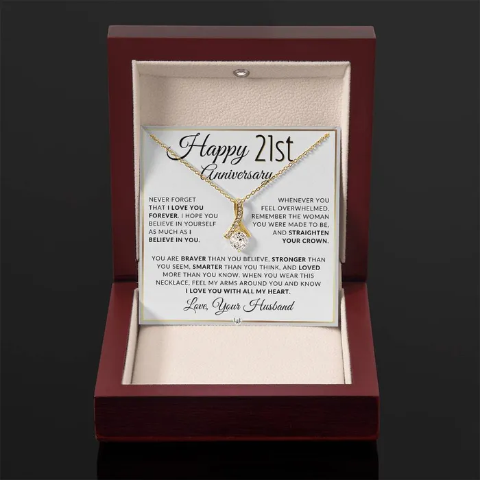 ShineOn Fulfillment Necklaces 21st Anniversary Gift For Wife Anniversary Gift Idea For Your Wife Drop Pendant Necklace Heartfelt Anniversary Message