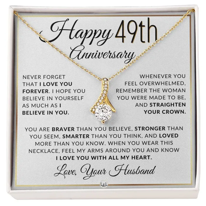ShineOn Fulfillment Necklaces 49th Anniversary Gift For Wife Anniversary Gift Idea For Your Wife Drop Pendant Necklace Heartfelt Anniversary Message ShineOn Fulfillment Necklaces 49th Anniversary Gift For Wife Anniversary Gift Idea For Your Wife Drop Pendant Necklace Heartfelt Anniversary Message