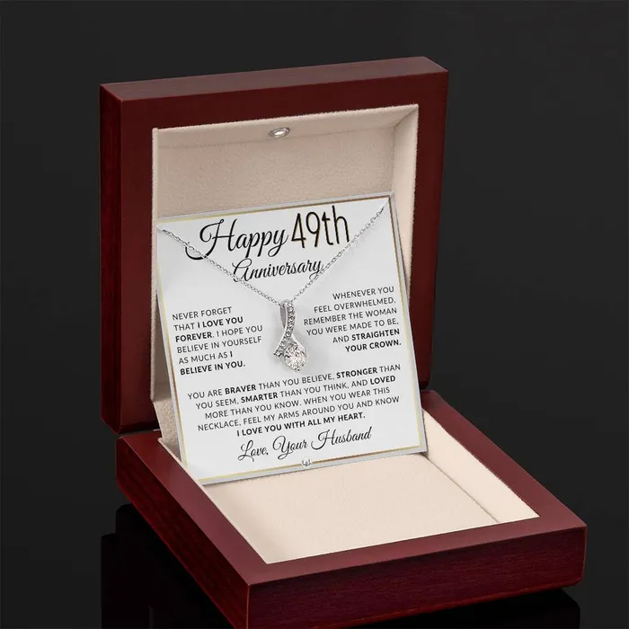 ShineOn Fulfillment Necklaces 49th Anniversary Gift For Wife Anniversary Gift Idea For Your Wife Drop Pendant Necklace Heartfelt Anniversary Message