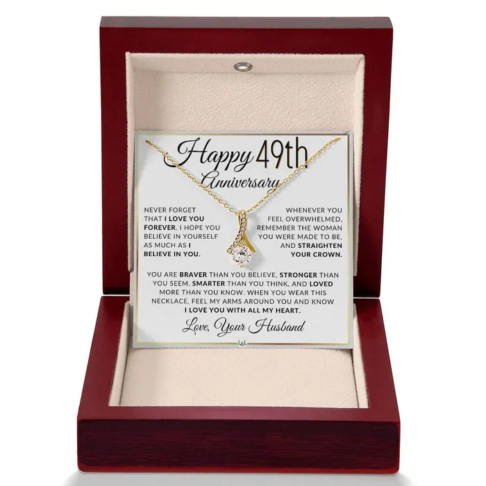 ShineOn Fulfillment Necklaces 49th Anniversary Gift For Wife Anniversary Gift Idea For Your Wife Drop Pendant Necklace Heartfelt Anniversary Message