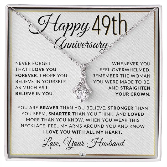 ShineOn Fulfillment Necklaces 49th Anniversary Gift For Wife Anniversary Gift Idea For Your Wife Drop Pendant Necklace Heartfelt Anniversary Message